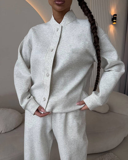 Damen Loungewear-Set mit Knöpfen Elegantes Freizeit-Set Norvielle