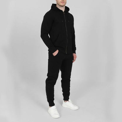 Herren Jogginganzug-Set Sportlich Mit Taschen Hocher Kragen Schwarz - Norvielle