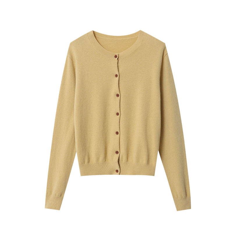 Damen Strickjacke Baumwolle Knöpfe Beige