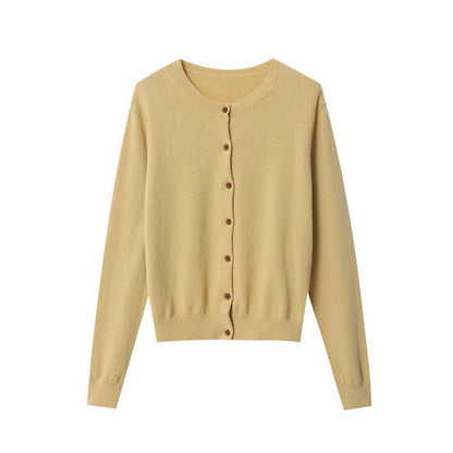 Damen Strickjacke Baumwolle Knöpfe Beige