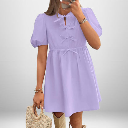 Damen Kurzkleid Puffärmel Schleifendetails Norvielle