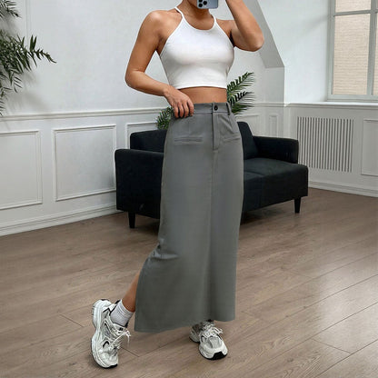 Damen langer Rock mit seitlichem Schlitz Norvielle