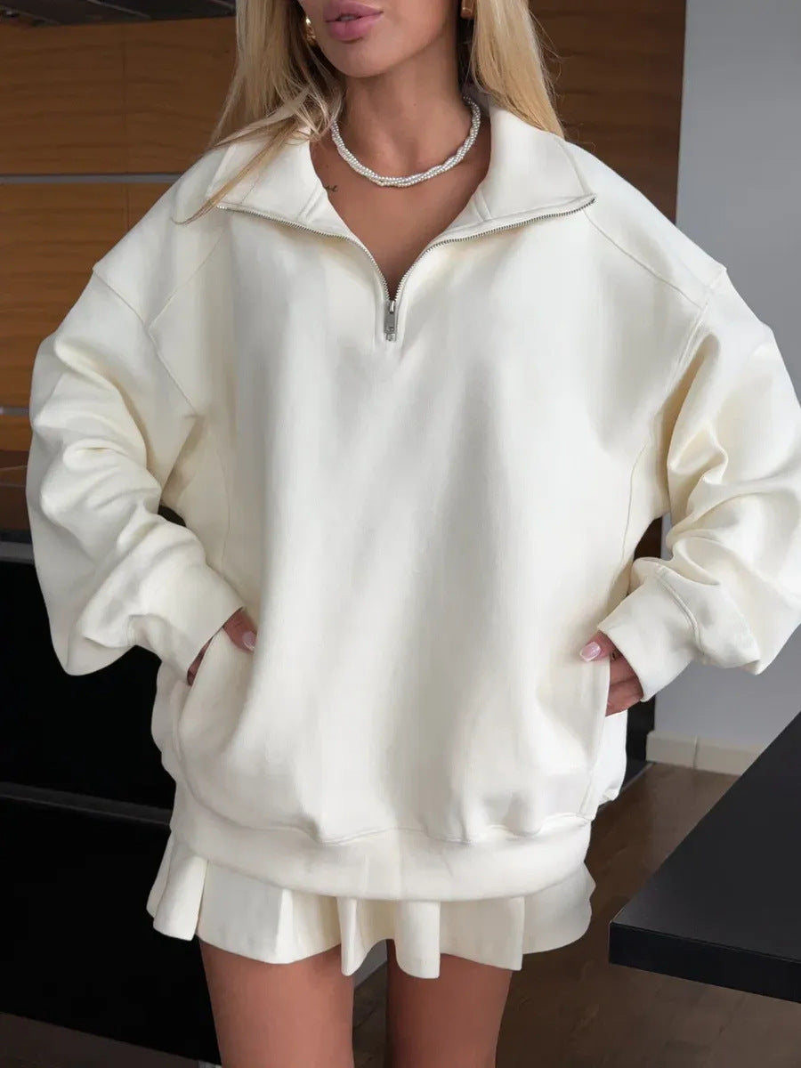 Damen Sweatshirt Oversized Mit Reißverschluss Norvielle