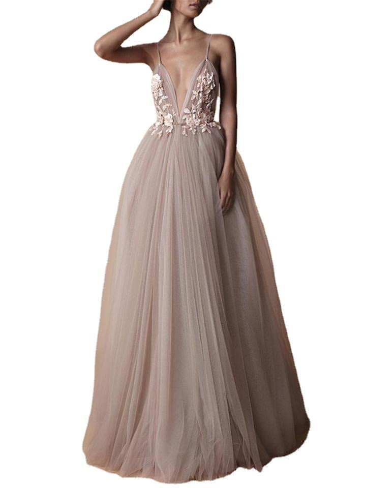 Damen Abendkleid V-Ausschnitt Floralmuster Norvielle