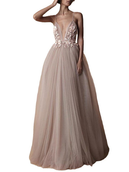 Damen Abendkleid V-Ausschnitt Floralmuster Norvielle