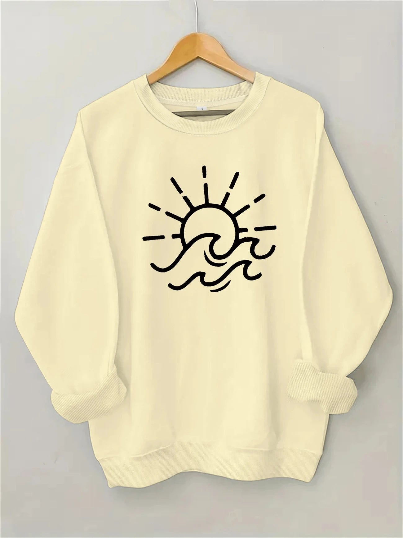 Damen Sweatshirt Sonnen- und Wellenmotiv Baumwolle Norvielle