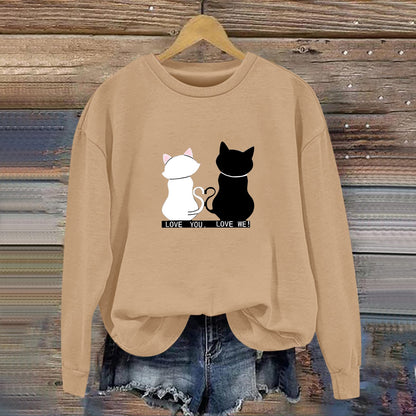 Damen Sweatshirt Katzenmotiv Humor Schwarz - Norvielle