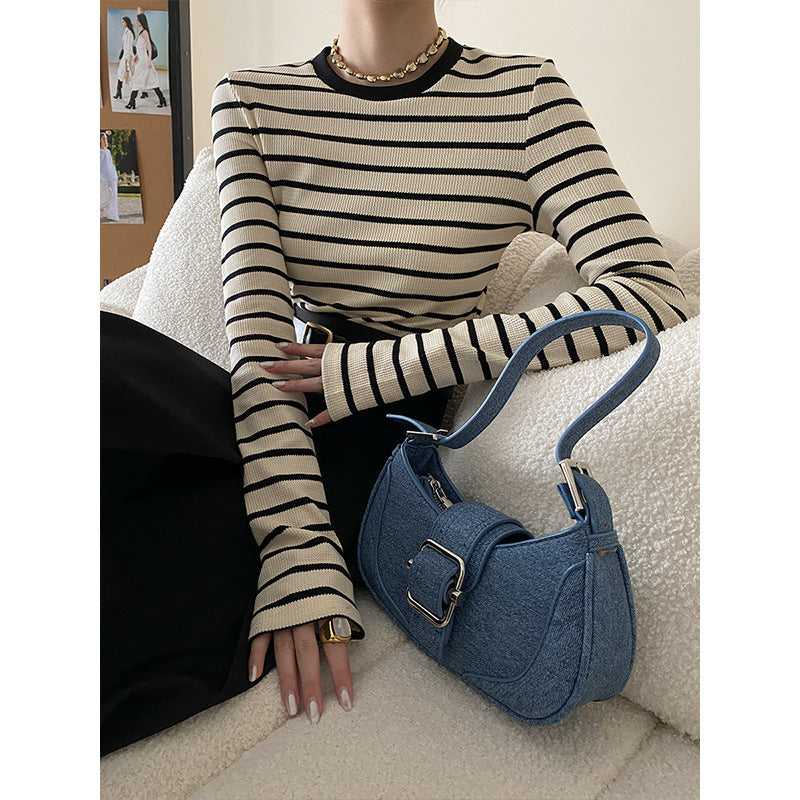 Damen Langarmshirt Gestreift Weich Norvielle - Norvielle