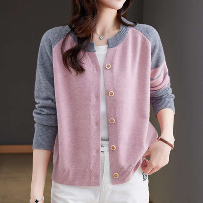 Damen Cardigan Farbkontrast Knopfdetails Norvielle