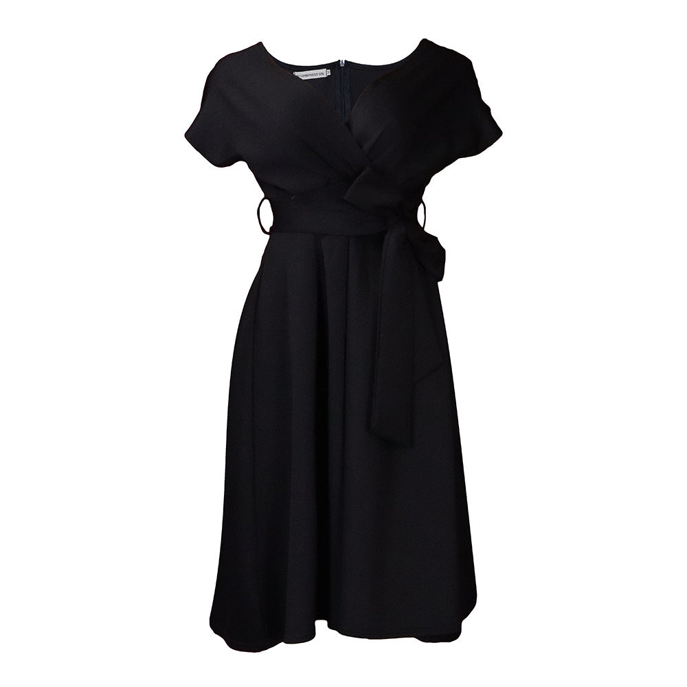 Damen Wickelkleid mit Taillengürtel und schwingendem Rock