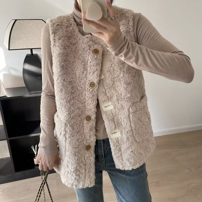 Damen Teddyweste Große Taschen Norvielle