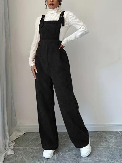 Damen Cord-Overall Lässig Geschnitten Beige