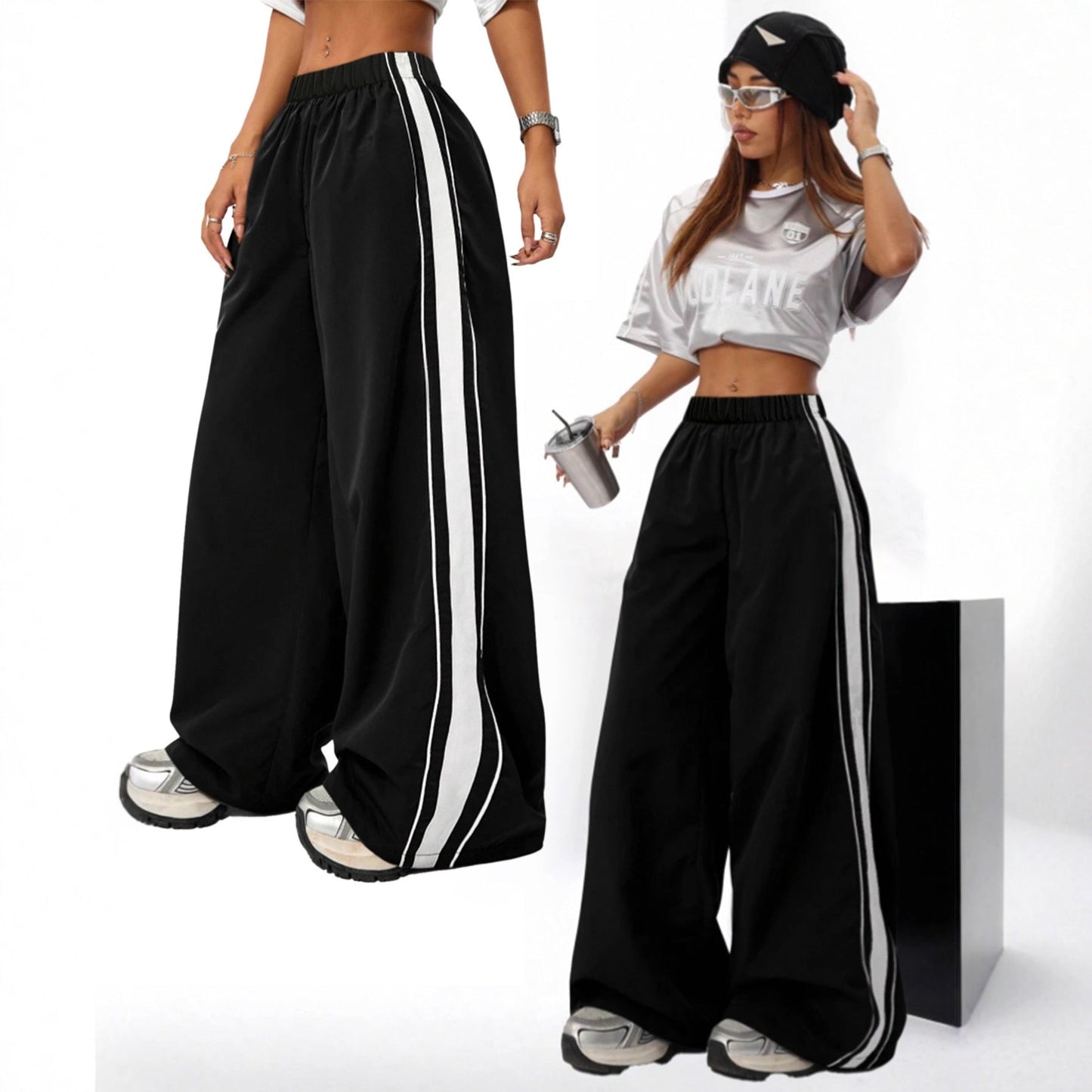Damen Sporthose Weit mit Kontraststreifen - Norvielle
