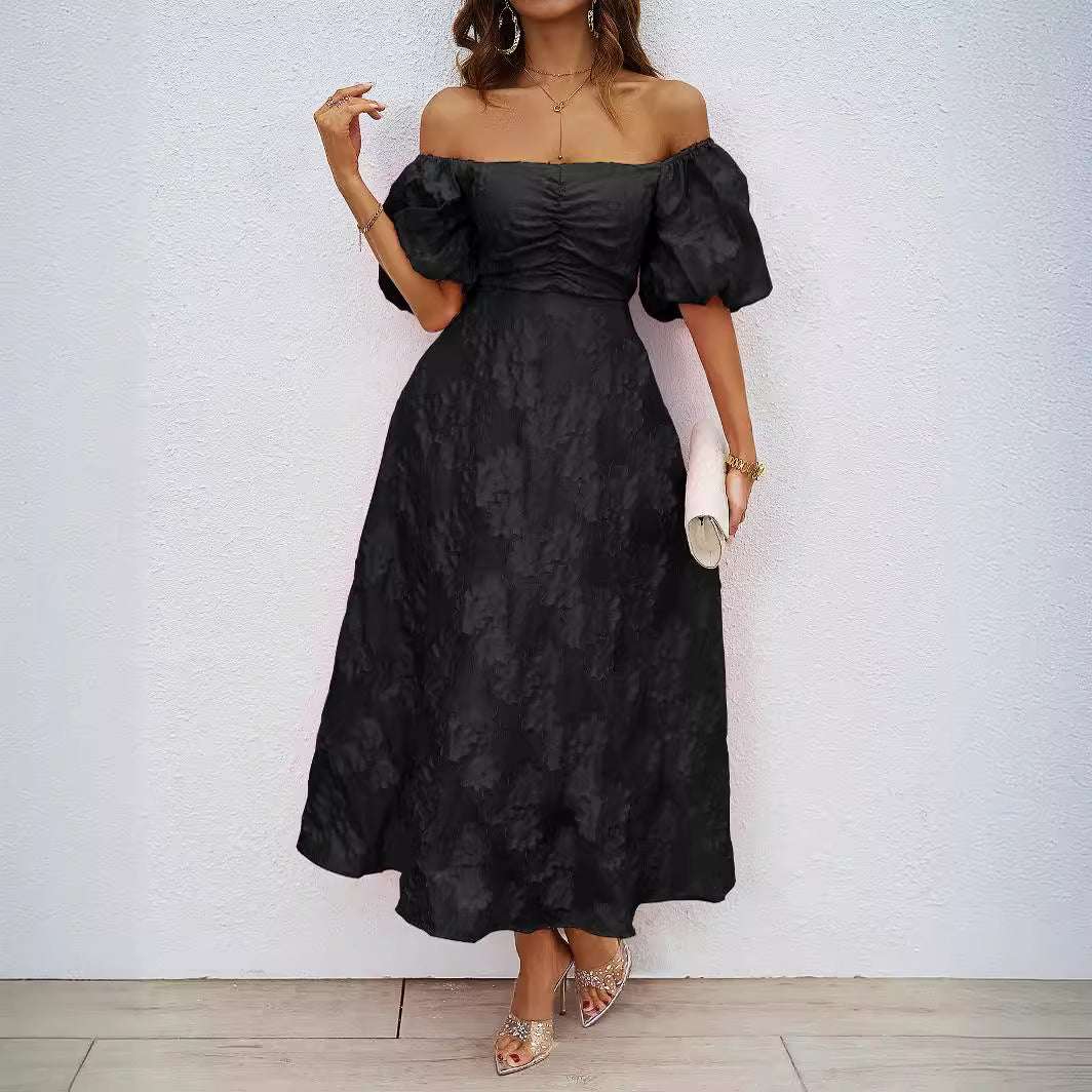 Damen Maxikleid A-Linie Voluminöse Ärmel Florales Design