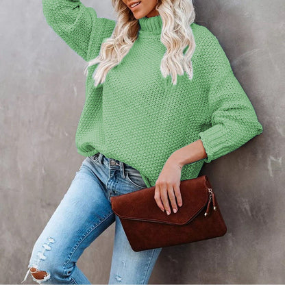 Damen Grobstrickpullover Rollkragen Lässig Norvielle