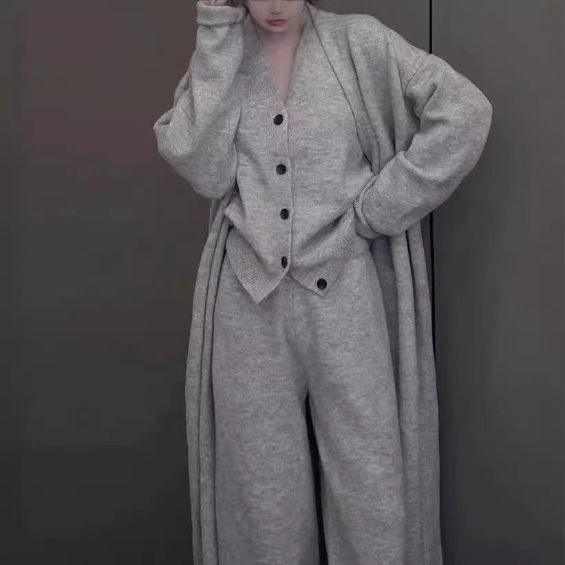 Damen Strickensemble Wärmender Cardigan Bequeme Hose