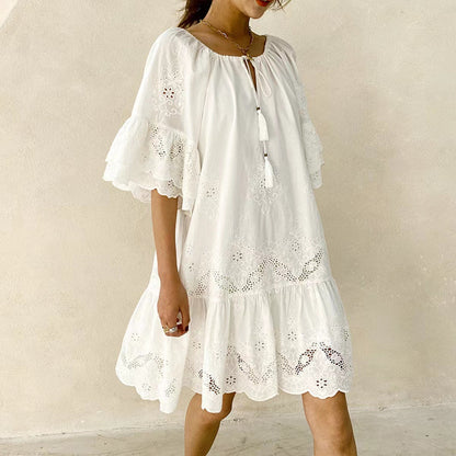 Damen Sommerkleid Spitzenverzierungen Norvielle