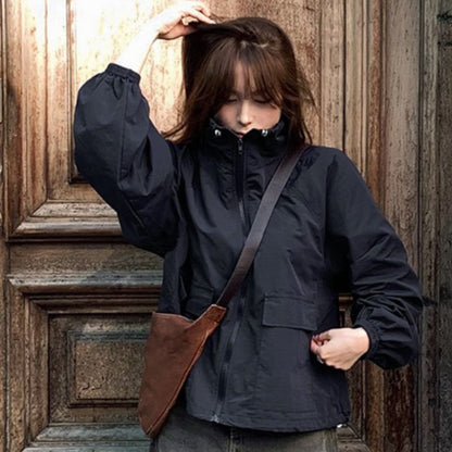 Damen Übergangsjacke Sportlich Hochkragen Praktische Taschen Norvielle
