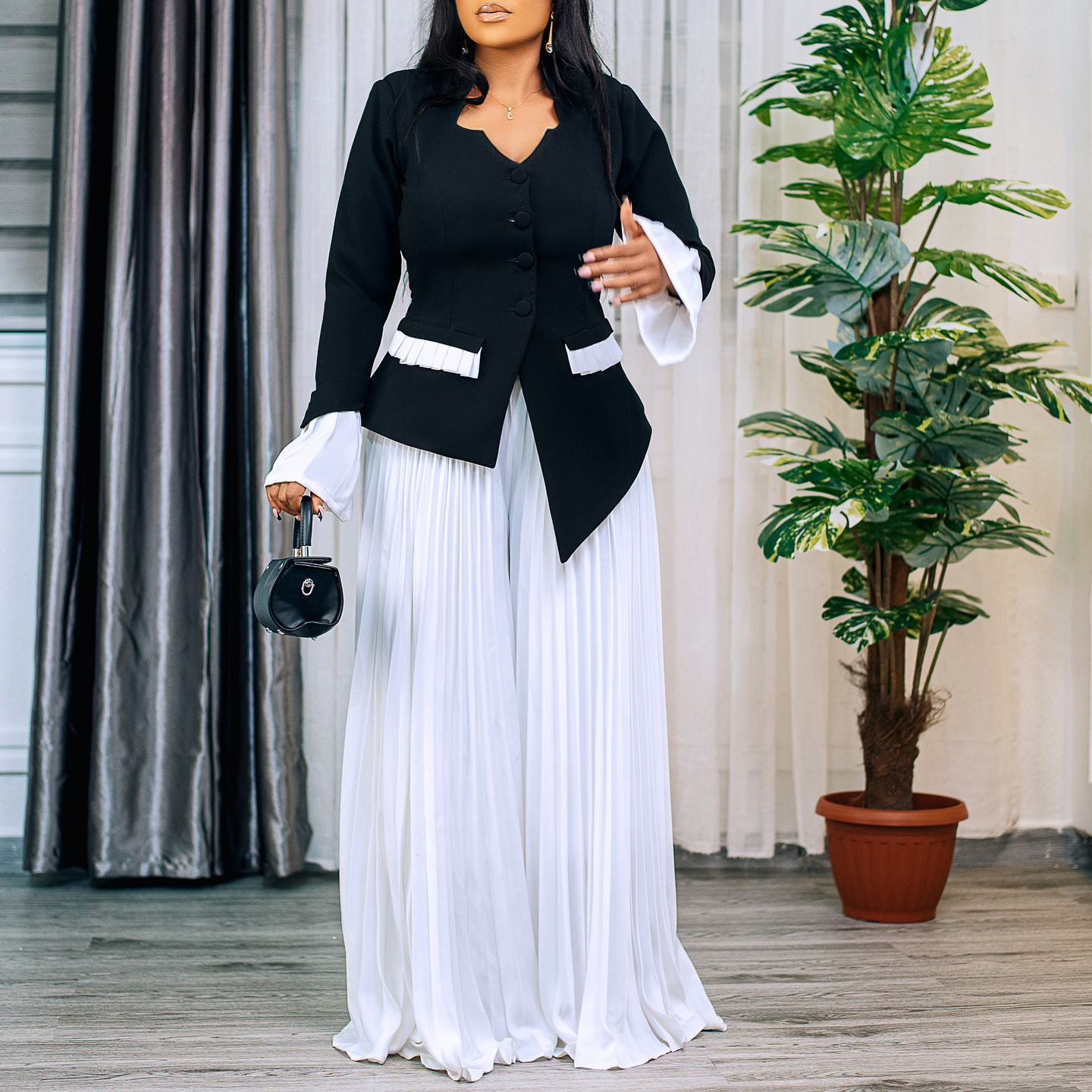 Damen Jumpsuit mit Blazer-Oberteil und Plisseehosen Norvielle