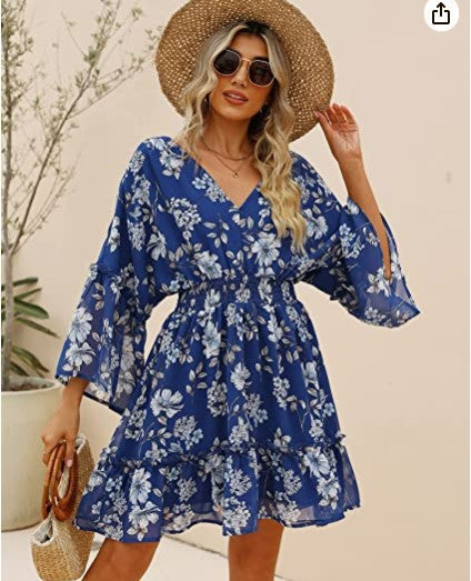 Damen Freizeitkleid Floralmuster Leicht Norvielle