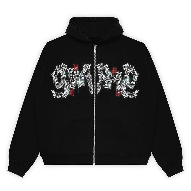 Damen Kapuzenjacke Glitzerdesign Reißverschluss