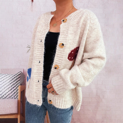 Damen Strickjacke Pilzmuster Norvielle