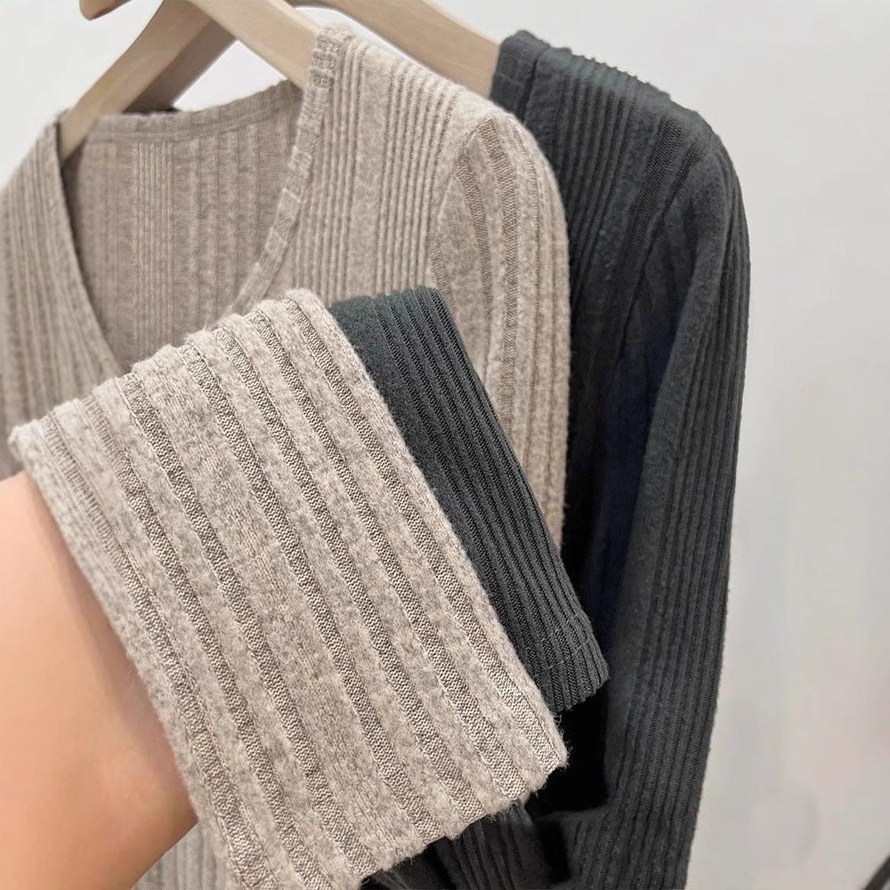 Damen Langarm-Pullover Figurbetont Mit Knöpfen Norvielle
