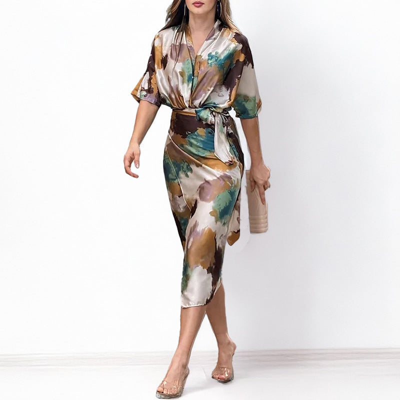 Damen Umstands-Kleid Wickel-Design Eleganter Schnitt - Norvielle
