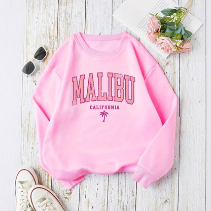 Damen Sweatshirt Malibu Schriftzug Lässiger Schnitt Norvielle
