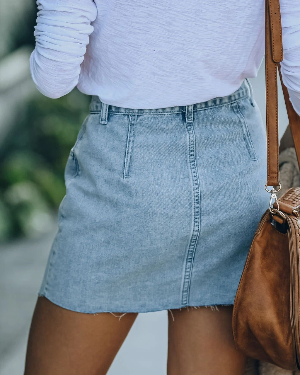 Damen Jeansrock Asymmetrisch Knopfleiste