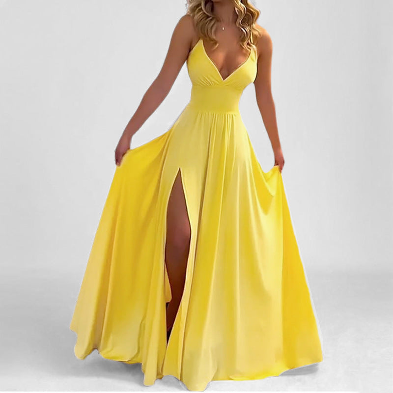 Damen Maxikleid V-Ausschnitt Figurbetonter Oberteil - Norvielle