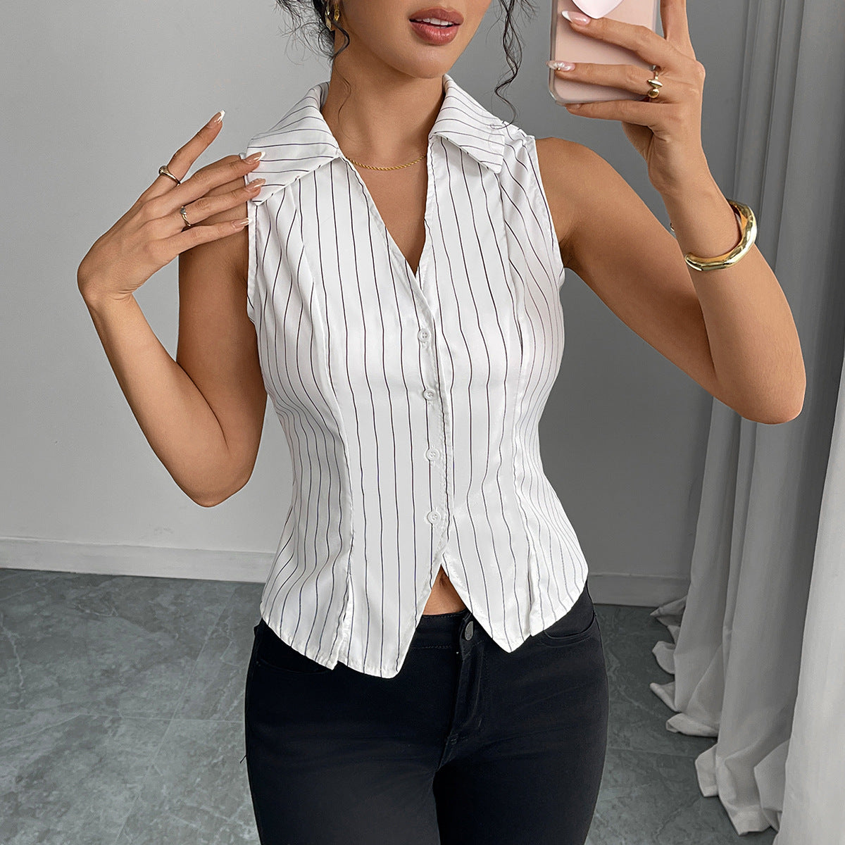 Damen Ärmellose Bluse Streifen Norvielle - Norvielle