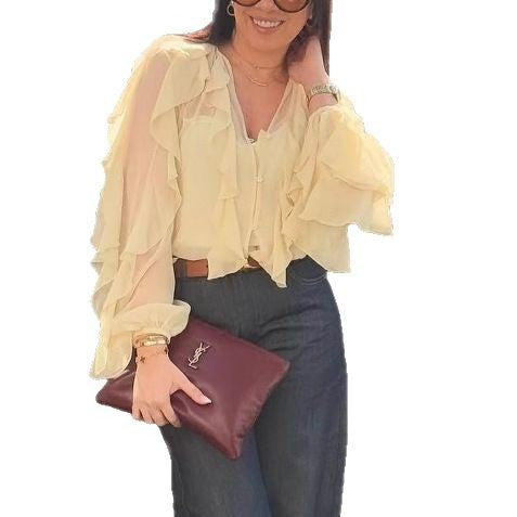 Damen Blusenoberteil Drapiert Bluse Norvielle