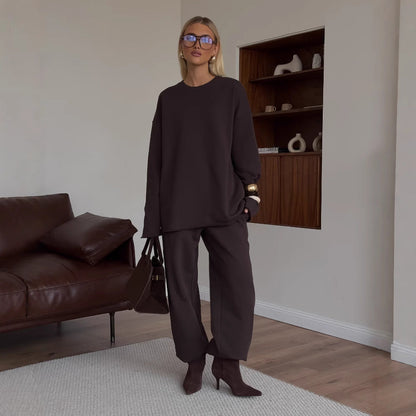 Damen Sweat-Set Elastisch Lässig Schwarz Norvielle - Norvielle