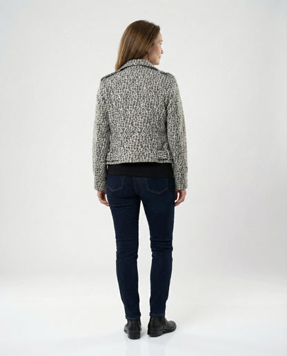 Damen Bikerjacke Tiermuster Tailliert