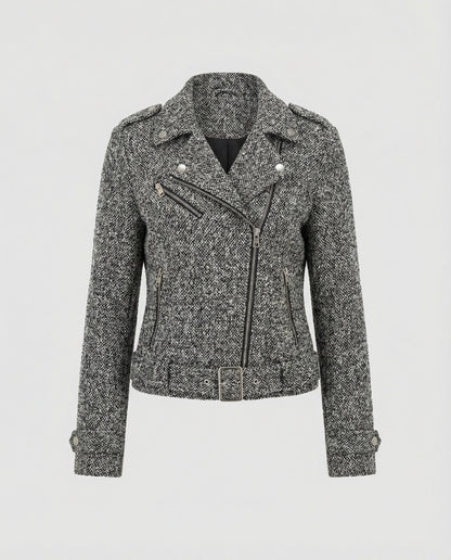 Damen Bikerjacke Tiermuster Tailliert