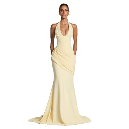 Damen Abendkleid Wickeldesign V-Ausschnitt Norvielle