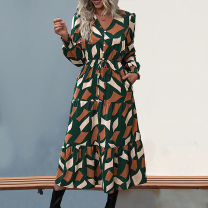 Damen Maxikleid Tailliertes Oberteil Mustermix