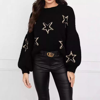 Damen Strickpullover Sternenmotiv Kuschelig Norvielle - Norvielle