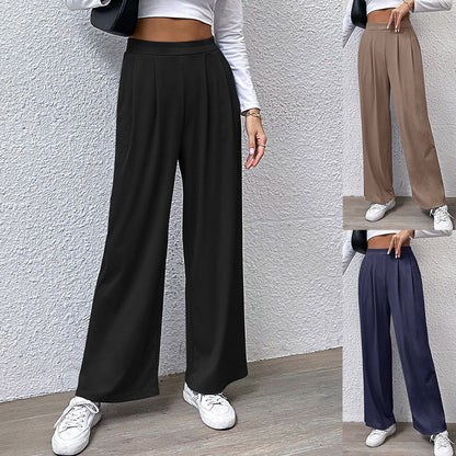 Damen Palazzo-Hose Hochtaillen Falten Schwarz Norvielle - Norvielle