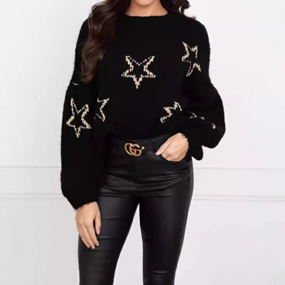 Damen Strickpullover Sternenmotiv Kuschelig Norvielle