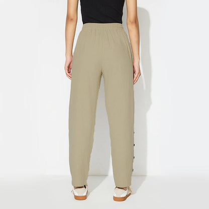 Damen Joggpants Modisch Dekorative Knöpfe