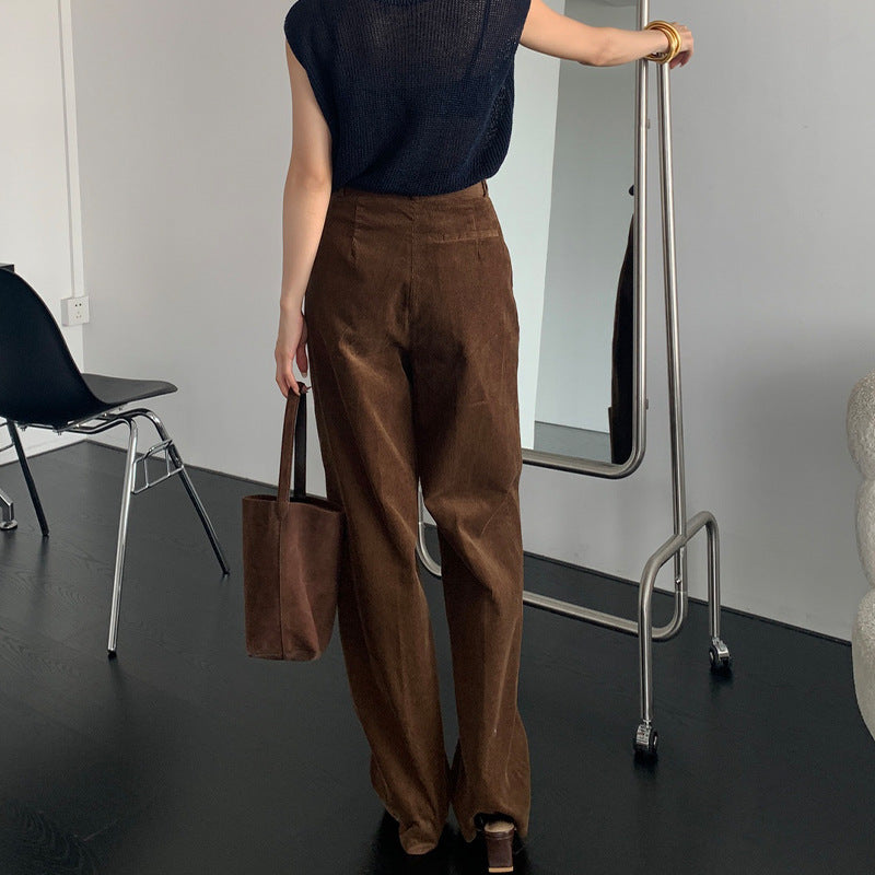 Damen Cordhose Weite Bein Hochwerder Hose