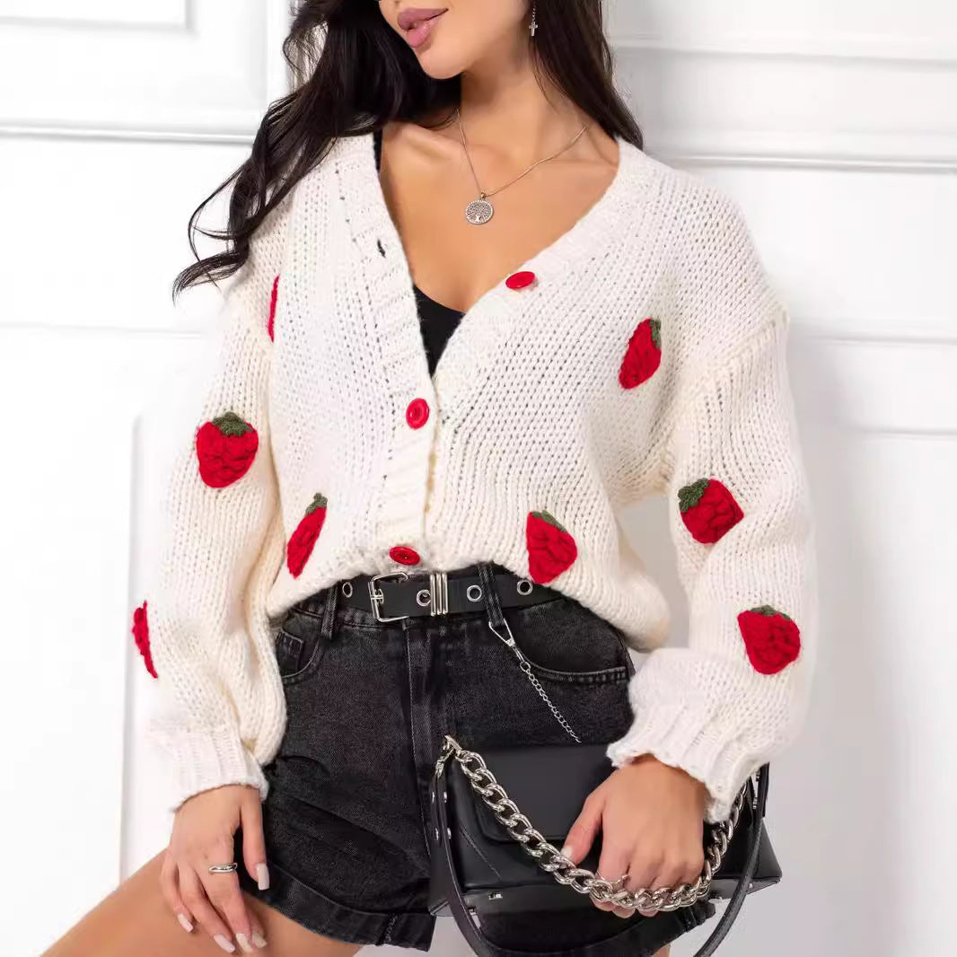 Damen Pullover Fruchtstickerei Norvielle