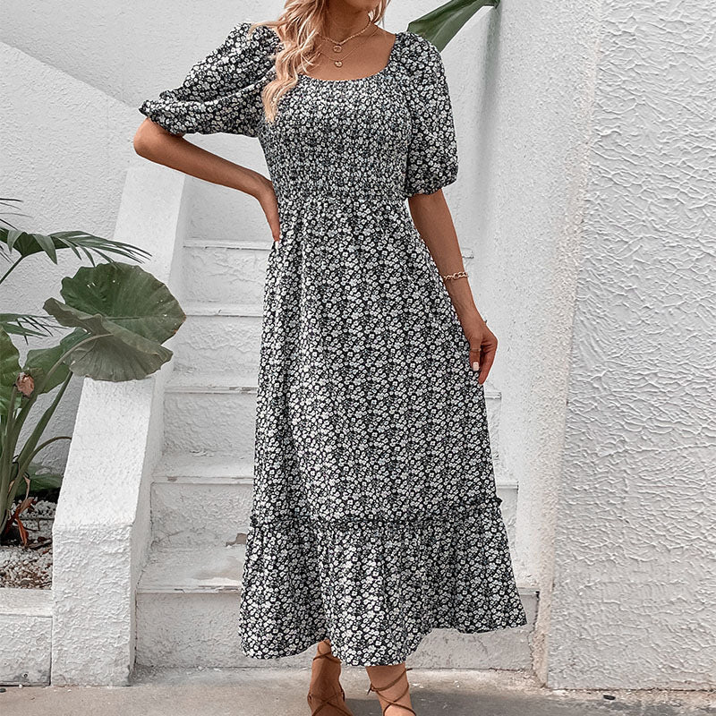 Damen Maxikleid Skulpturaler Rückenausschnitt Voluminöse Ärmel