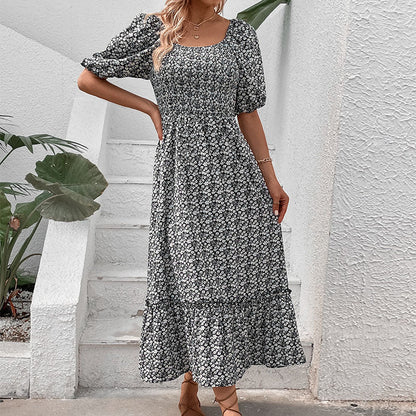 Damen Maxikleid Skulpturaler Rückenausschnitt Voluminöse Ärmel