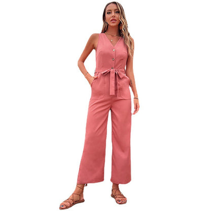 Damen Jumpsuit Bequem Taillierbarer Gürtel Norvielle