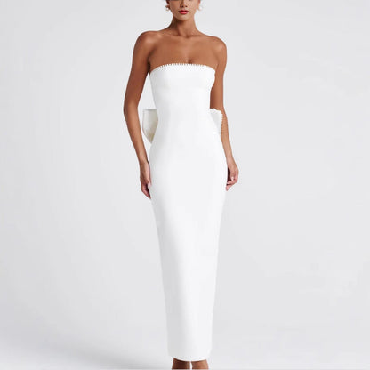 Damen Maxikleid Schulterfrei Rüschen
