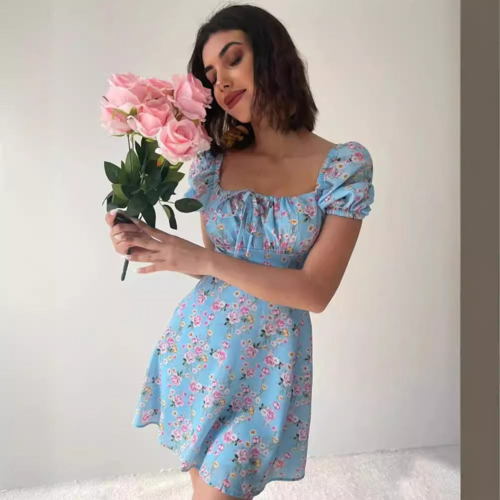 Damen Minikleid Rüschendetails Florales Muster Norvielle
