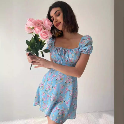 Damen Minikleid Rüschendetails Florales Muster Norvielle